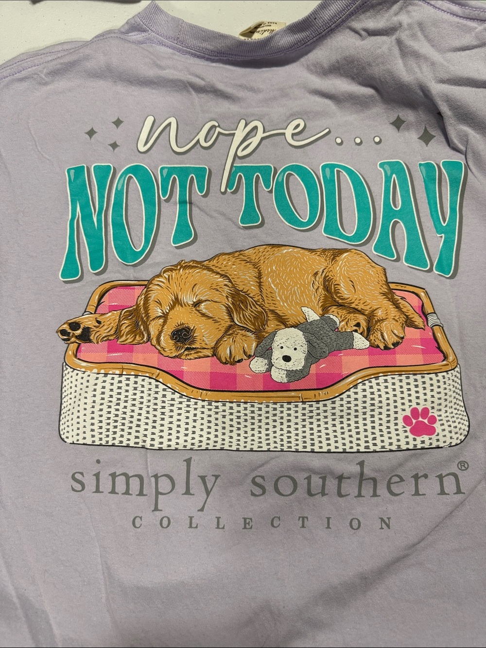 Simply Southern Lavender Tee with Sleeping Puppy Graphic